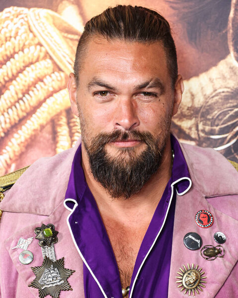 American actor Jason Momoa arrives at the Los Angeles Premiere Of Netflix's 'Slumberland' held at AMC Century City 15 at Westfield Century City on November 9, 2022 in Century City, Los Angeles, California, United States. 