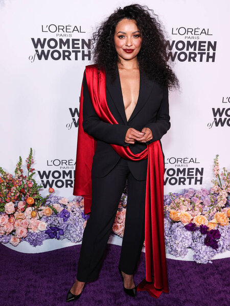 American actress Kat Graham arrives at the L'Oreal Paris' Women Of Worth Celebration 2022 held at The Ebell of Los Angeles on December 1, 2022 in Los Angeles, California, United States.