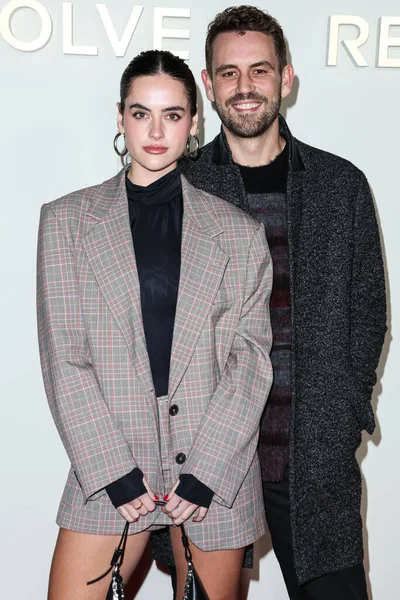 stock image Natalie Joy and boyfriend/American actor, television personality and model Nick Viall arrive at REVOLVE x AT&T Present REVOLVE Winterland held at 55 N La Cienega Boulevard on December 8, 2022 in Beverly Hills, Los Angeles, California, United States. 