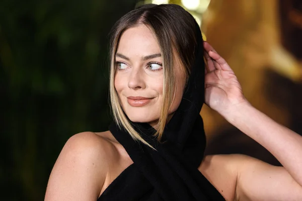 Australian Actress Margot Robbie Wearing Alaia Dress Wolford Tights Arrives — Stock Photo, Image