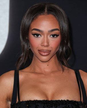 American model Bella Harris arrives at the Los Angeles Premiere Of Netflix's 'You People' held at the Regency Village Theatre on January 17, 2023 in Westwood, Los Angeles, California, United States. 