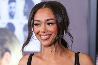 American model Bella Harris arrives at the Los Angeles Premiere Of Netflix's 'You People' held at the Regency Village Theatre on January 17, 2023 in Westwood, Los Angeles, California, United States. 