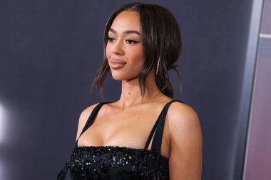 American model Bella Harris arrives at the Los Angeles Premiere Of Netflix's 'You People' held at the Regency Village Theatre on January 17, 2023 in Westwood, Los Angeles, California, United States. 