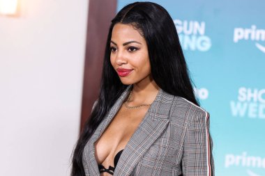 Camille Hyde arrives at the Los Angeles Premiere Of Amazon Prime Video's 'Shotgun Wedding' held at the TCL Chinese Theatre IMAX on January 18, 2023 in Hollywood, Los Angeles, California, United States.