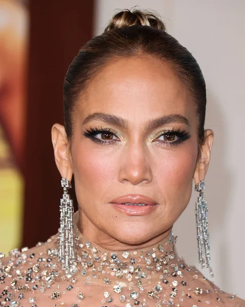 Jennifer Lopez Wearing Valentino Sheer Dress Arrives Los Angeles Premiere — Foto de Stock
