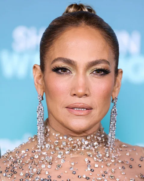 stock image Jennifer Lopez (J.Lo) wearing a Valentino sheer dress arrives at the Los Angeles Premiere Of Amazon Prime Video's 'Shotgun Wedding' held at the TCL Chinese Theatre IMAX on January 18, 2023 in Hollywood, Los Angeles