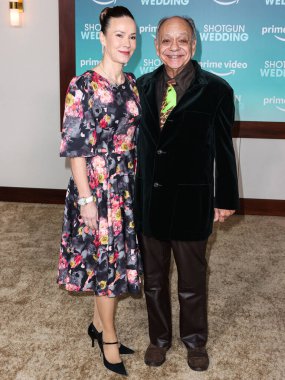 Natasha Rubin and husband Cheech Marin arrive at the Los Angeles Premiere Of Amazon Prime Video's 'Shotgun Wedding' held at the TCL Chinese Theatre IMAX on January 18, 2023 in Hollywood, Los Angeles, California, United States.