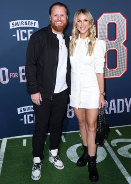 American professional baseball Justin Turner and wife Kourtney Pogue Turner arrive at the Los Angeles Premiere Screening Of Paramount Pictures' '80 For Brady' held at the Regency Village Theatre on January 31, 2023 in Westwood, LA, California, USA