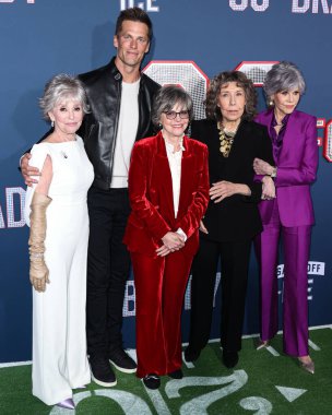 Rita Moreno, Tom Brady, Sally Field, Lily Tomlin and Jane Fonda arrive at the Los Angeles Premiere Screening Of Paramount Pictures' '80 For Brady' held at the Regency Village Theatre on January 31, 2023 in Westwood, Los Angeles, California, USA clipart