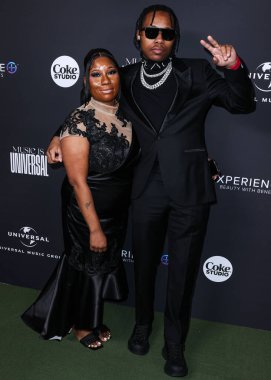 Valencia Canady and ATL Jacob arrive at the Universal Music Group 2023 65th GRAMMY Awards After Party held at Milk Studios Los Angeles on February 5, 2023 in Los Angeles, California, United States. 