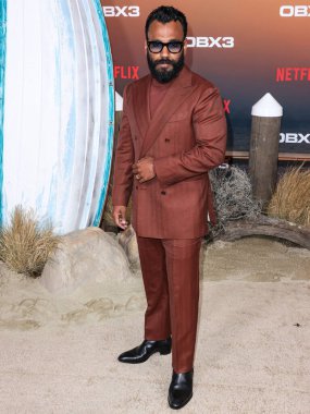 Andy McQueen arrives at the Los Angeles Premiere Of Netflix's 'Outer Banks' Season 3 held at the Regency Village Theatre on February 16, 2023 in Westwood, Los Angeles, California, United States. 