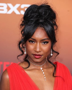 Carlacia Grant arrives at the Los Angeles Premiere Of Netflix's 'Outer Banks' Season 3 held at the Regency Village Theatre on February 16, 2023 in Westwood, Los Angeles, California, United States. 