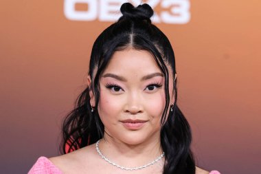 American actress Lana Condor arrives at the Los Angeles Premiere Of Netflix's 'Outer Banks' Season 3 held at the Regency Village Theatre on February 16, 2023 in Westwood, Los Angeles, California, United States. 
