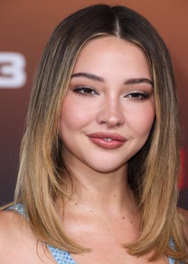 American actress and model Madelyn Cline arrives at the Los Angeles Premiere Of Netflix's 'Outer Banks' Season 3 held at the Regency Village Theatre on February 16, 2023 in Westwood, Los Angeles, California, United States. 