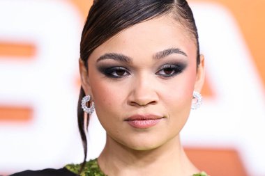 American actress Madison Bailey arrives at the Los Angeles Premiere Of Netflix's 'Outer Banks' Season 3 held at the Regency Village Theatre on February 16, 2023 in Westwood, Los Angeles, California, United States. 