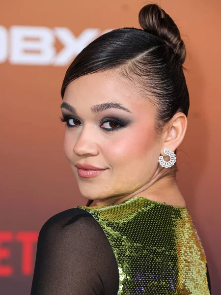 stock image American actress Madison Bailey arrives at the Los Angeles Premiere Of Netflix's 'Outer Banks' Season 3 held at the Regency Village Theatre on February 16, 2023 in Westwood, Los Angeles, California, United States. 