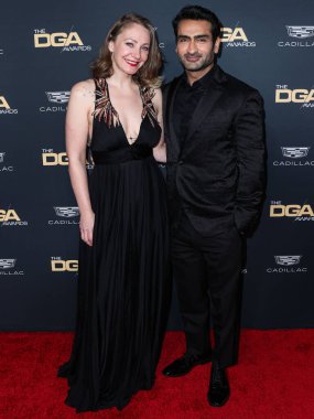 Emily V. Gordon and husband Kumail Nanjiani arrive at the 75th Annual Directors Guild Of America (DGA) Awards held at The Beverly Hilton Hotel on February 18, 2023 in Beverly Hills, Los Angeles, California, United States.