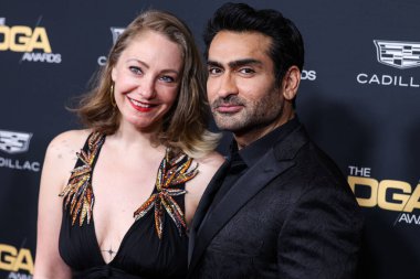 Emily V. Gordon and husband Kumail Nanjiani arrive at the 75th Annual Directors Guild Of America (DGA) Awards held at The Beverly Hilton Hotel on February 18, 2023 in Beverly Hills, Los Angeles, California, United States.