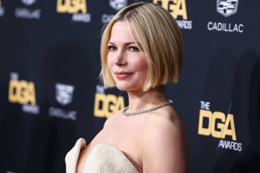 Amerikalı aktris Michelle Williams, 18 Şubat 2023 'te Beverly Hilton Hotel' de düzenlenen 75. Geleneksel Amerikan Yönetmenler Birliği (DGA) Ödülleri 'ne geldi.. 