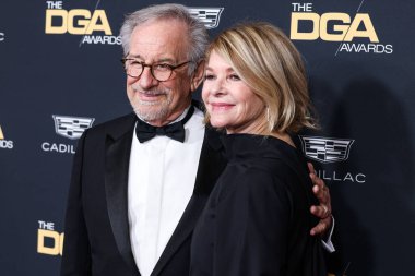 Steven Spielberg and wife Kate Capshaw arrive at the 75th Annual Directors Guild Of America (DGA) Awards held at The Beverly Hilton Hotel on February 18, 2023 in Beverly Hills, Los Angeles, California, United States. 