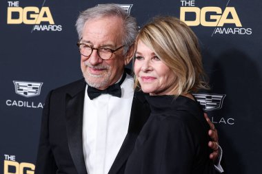 Steven Spielberg and wife Kate Capshaw arrive at the 75th Annual Directors Guild Of America (DGA) Awards held at The Beverly Hilton Hotel on February 18, 2023 in Beverly Hills, Los Angeles, California, United States. 