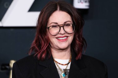 American actress Megan Mullally arrives at the Los Angeles Premiere Of STARZ's 'Party Down' Season 3 held at the Regency Bruin Theatre on February 22, 2023 in Westwood, Los Angeles, California, United States.