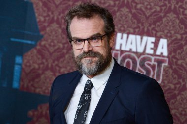 American actor David Harbour arrives at the Los Angeles Premiere Of Netflix's 'We Have A Ghost' held at the Netflix Tudum Theater on February 22, 2023 in Hollywood, Los Angeles, California, United States.  clipart