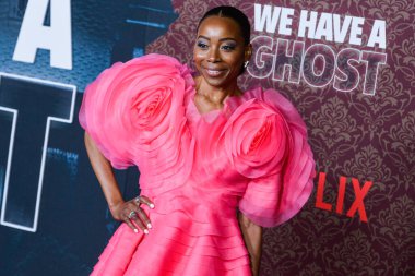 American actress Erica Ash arrives at the Los Angeles Premiere Of Netflix's 'We Have A Ghost' held at the Netflix Tudum Theater on February 22, 2023 in Hollywood, Los Angeles, California, United States. 