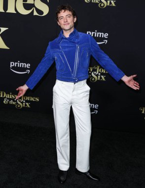 Josh Whitehouse wearing Wales Bonner arrives at the Los Angeles Premiere Of Amazon Prime Video's 'Daisy Jones & The Six' Season 1 held at the TCL Chinese Theatre IMAX on February 23, 2023 in Hollywood, Los Angeles
