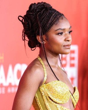 Dominique Thorne arrives at the 54th Annual NAACP Image Awards held at the Pasadena Civic Auditorium on February 25, 2023 in Pasadena, Los Angeles, California, United States.