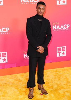 Jabari Banks wearing custom Vacheron Constantin arrives at the 54th Annual NAACP Image Awards held at the Pasadena Civic Auditorium on February 25, 2023 in Pasadena, Los Angeles, California, United States.