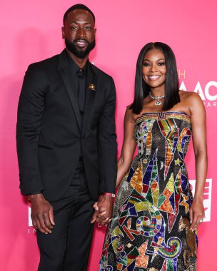 Dwyane Wade and Gabrielle Union, recipients of the President's Award pose in the press room at the 54th Annual NAACP Image Awards held at the Pasadena Civic Auditorium on February 25, 2023 in Pasadena, Los Angeles, California, United States.