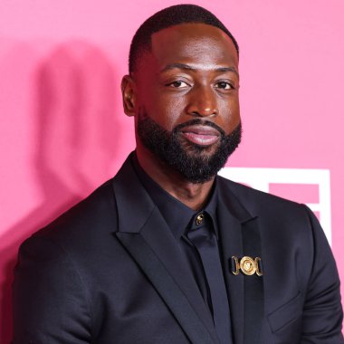 Dwyane Wade, recipient of the President's Award wearing Versace poses in the press room at the 54th Annual NAACP Image Awards held at the Pasadena Civic Auditorium on February 25, 2023 in Pasadena, Los Angeles, California, United States.