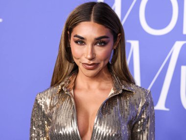 Chantel Jeffries wearing a LaQuan Smith look arrives at the 2023 Billboard Women In Music held at the YouTube Theater on March 1, 2023 in Inglewood, Los Angeles, California, United States.