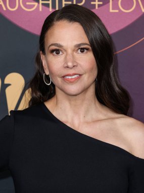Sutton Foster wearing a Rosetta Getty dress,  arrives at NBC's 'Carol Burnett: 90 Years Of Laughter + Love' Birthday Special held at AVALON on March 2, 2023 