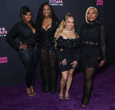 Tamika Scott, Kandi Burruss, Tameka 'Tiny' Harris and LaTocha Scott Rocky Bivens arrive at Bravo's 'SWV & Xscape: The Queens of R&B' Season 1 Press Event held at The Aster on March 2, 2023 in Hollywood, Los Angeles, California, United States. 