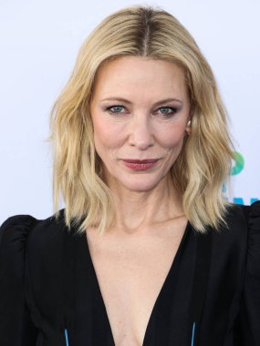 Australian actress Cate Blanchett wearing Loewe arrives at the 2023 Film Independent Spirit Awards held at the Santa Monica Beach on March 4, 2023 in Santa Monica, Los Angeles, California, United States.