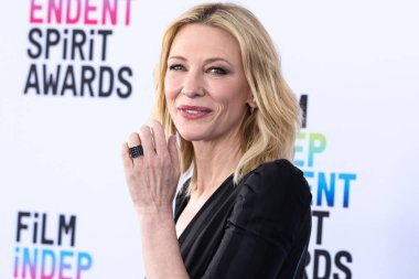 Australian actress Cate Blanchett wearing Loewe arrives at the 2023 Film Independent Spirit Awards held at the Santa Monica Beach on March 4, 2023 in Santa Monica, Los Angeles, California, United States.