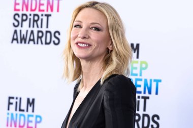 Australian actress Cate Blanchett wearing Loewe arrives at the 2023 Film Independent Spirit Awards held at the Santa Monica Beach on March 4, 2023 in Santa Monica, Los Angeles, California, United States.