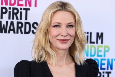 Australian actress Cate Blanchett wearing Loewe arrives at the 2023 Film Independent Spirit Awards held at the Santa Monica Beach on March 4, 2023 in Santa Monica, Los Angeles, California, United States.