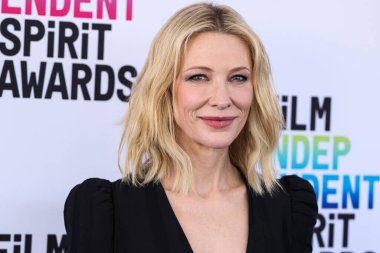 Australian actress Cate Blanchett wearing Loewe arrives at the 2023 Film Independent Spirit Awards held at the Santa Monica Beach on March 4, 2023 in Santa Monica, Los Angeles, California, United States.