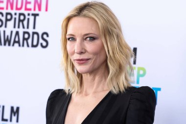 Australian actress Cate Blanchett wearing Loewe arrives at the 2023 Film Independent Spirit Awards held at the Santa Monica Beach on March 4, 2023 in Santa Monica, Los Angeles, California, United States.