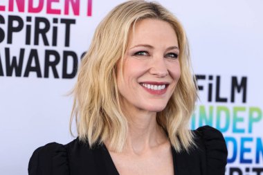 Australian actress Cate Blanchett wearing Loewe arrives at the 2023 Film Independent Spirit Awards held at the Santa Monica Beach on March 4, 2023 in Santa Monica, Los Angeles, California, United States.