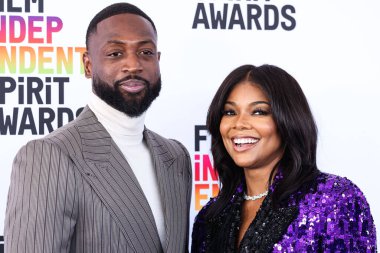 Dwyane Wade and wife Gabrielle Union arrive at the 2023 Film Independent Spirit Awards held at the Santa Monica Beach on March 4, 2023 in Santa Monica, Los Angeles, California, United States.