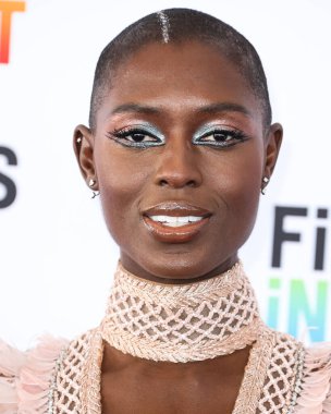 Jodie Turner-Smith wearing an Elie Saab Haute Couture dress and Anita Ko jewelry arrives at the 2023 Film Independent Spirit Awards held at the Santa Monica Beach on March 4, 2023 in Santa Monica, Los Angeles, California, United States. 