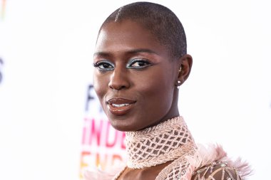 Jodie Turner-Smith wearing an Elie Saab Haute Couture dress and Anita Ko jewelry arrives at the 2023 Film Independent Spirit Awards held at the Santa Monica Beach on March 4, 2023 in Santa Monica, Los Angeles, California, United States. 