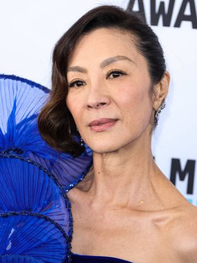 Michelle Yeoh wearing a Gucci dress arrives at the 2023 Film Independent Spirit Awards held at the Santa Monica Beach on March 4, 2023 in Santa Monica, Los Angeles, California, United States. 