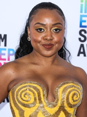 Quinta Brunson wearing a dress by Aliette arrives at the 2023 Film Independent Spirit Awards held at the Santa Monica Beach on March 4, 2023 in Santa Monica, Los Angeles, California, United States. 