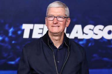Apple 'ın İcra Kurulu Başkanı Tim Cook, 7 Mart 2023' te Westwood, Los Angeles, Kaliforniya, ABD 'deki Regency Village Theatre' da düzenlenen Apple TV + 's Original Series' Ted Lasso 'nun 3. sezonuna geliyor.. 