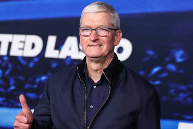 Apple 'ın İcra Kurulu Başkanı Tim Cook, 7 Mart 2023' te Westwood, Los Angeles, Kaliforniya, ABD 'deki Regency Village Theatre' da düzenlenen Apple TV + 's Original Series' Ted Lasso 'nun 3. sezonuna geliyor.. 